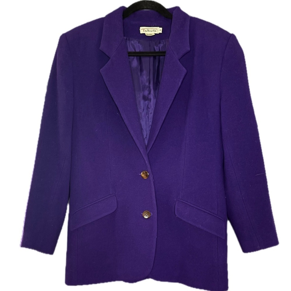 Vintage Talbots Purple Wool Blend Blazer Jacket Sz 8 10 Statement Y2K Artsy